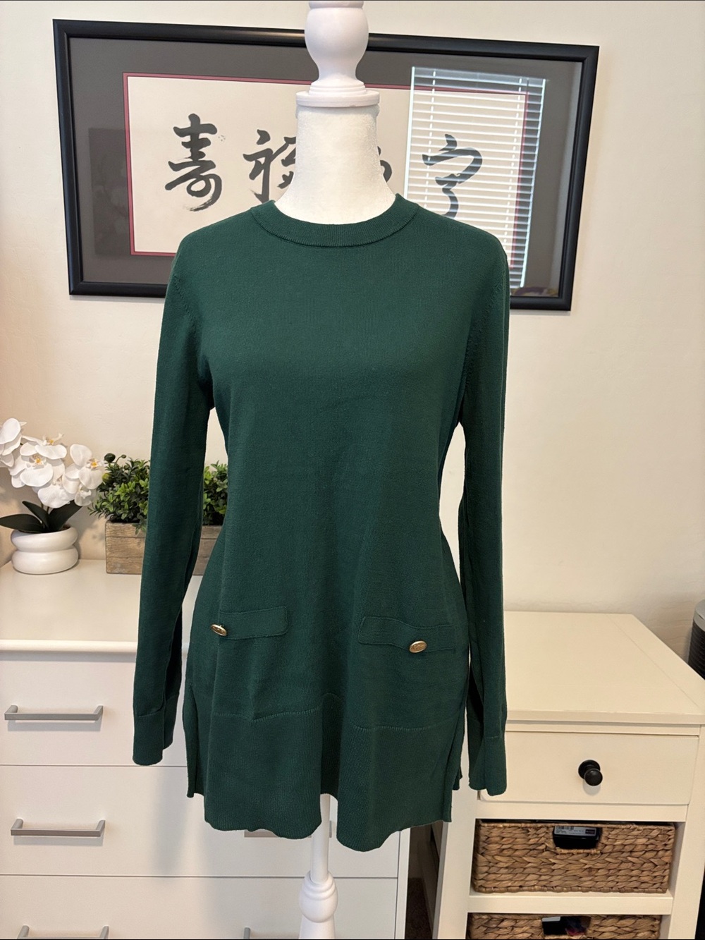 Michael Kors Dark Emerald Green Crewneck Sweater